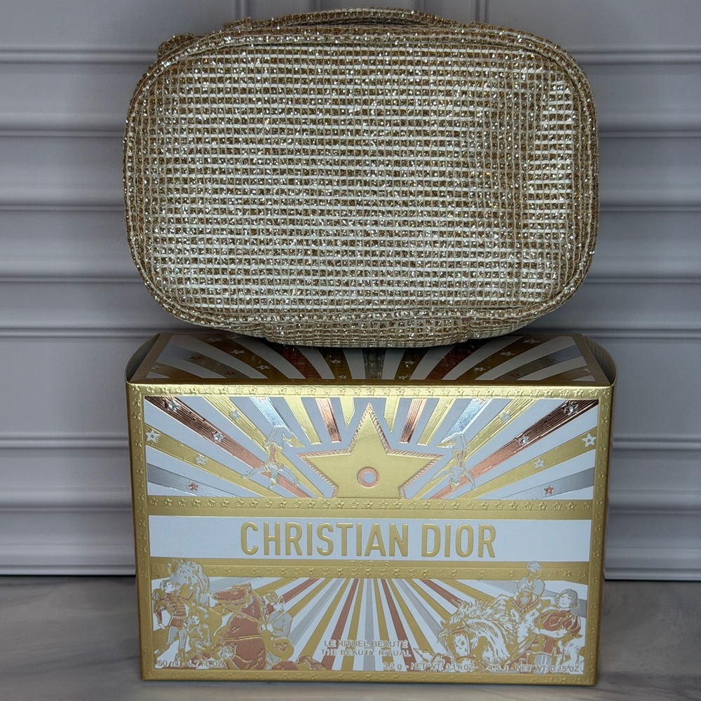 Dior Gold Woven Cosmetic Travel Bag with Star Detailing | Brand New in Box - Picture 4 of 8